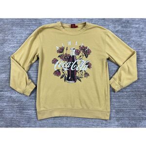 Coca‎ Cola Always Sweatshirt Womens Medium Yellow Gold Cotton Polyester Casual